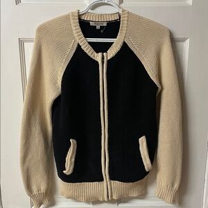Madewell cotton blend two tone zip up knit cardigan sweater women’s size S